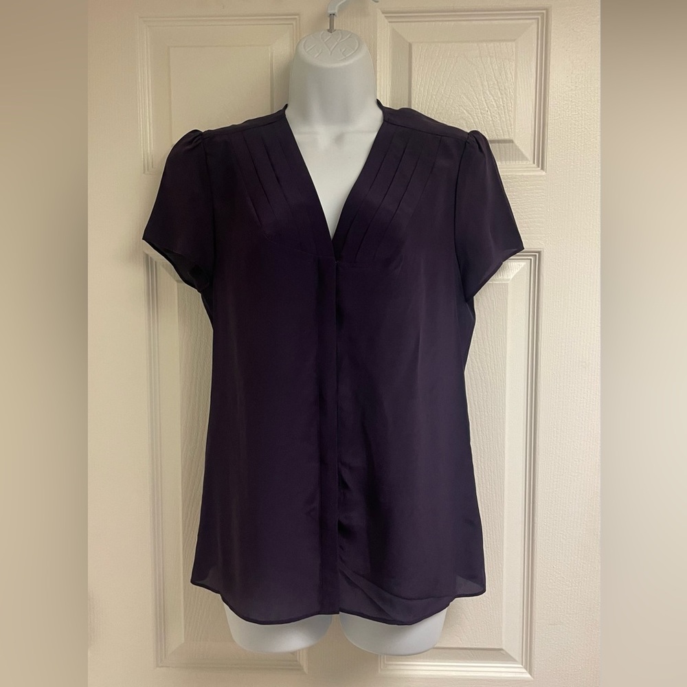 Banana Republic V-Neck Short Sleeve Silk Blouse